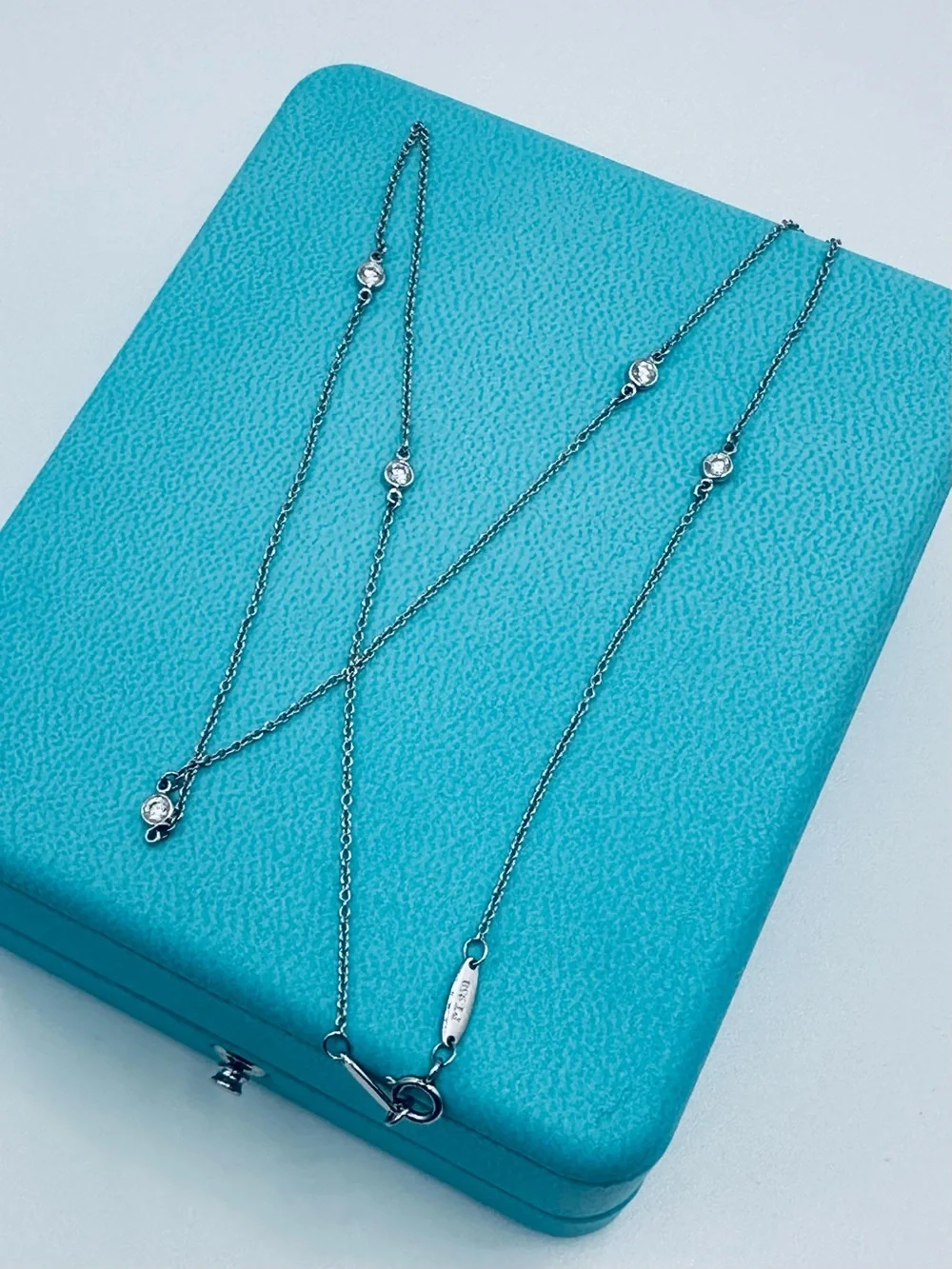 Tiffany & Co. 950 Platinum Diamonds by the Yard Necklace .40 TCW with Packaging